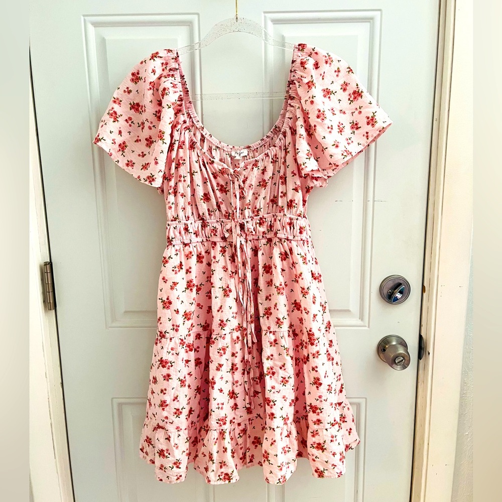 blu pepper pink floral knee length dress size large